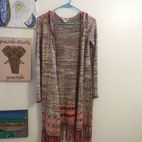 Lucky Brand Sweaters - Lucky brand colorful knit open cardigan with hood